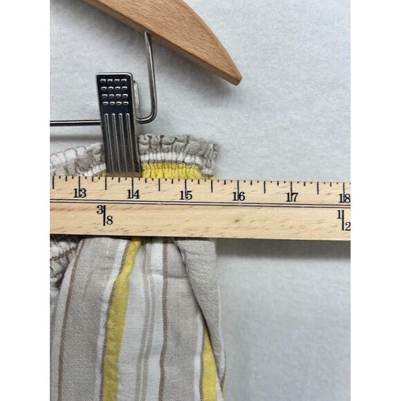 Land‎ n' Sea Women's 3X Linen Crop Pants Striped Tan/Yellow Lagenlook - Picture 4 of 5